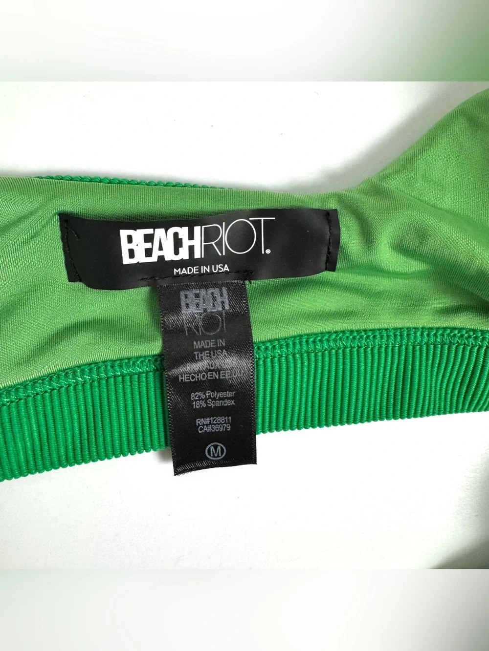 Beach Riot Size M Peyton Ribbed Bikini Top Swimsuit In Jelly Bean Green Coastal